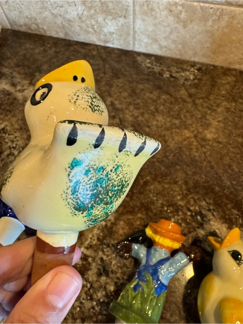 Ceramic Blue Bird Garden Stake - Decorative Plant Topper